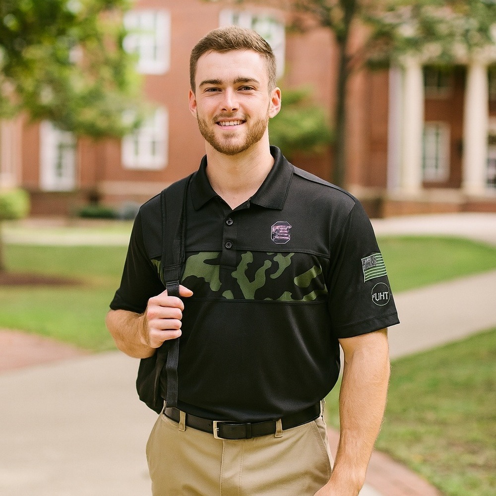 South Carolina Gamecocks Polo Shirt L OHT Military Camo Support Troops Patriotic
